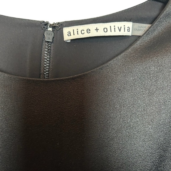 Alice + Olivia Black Sleeveless Scoop Neck Drop Waist Mini Skater Dress Sz.10 - Picture 4 of 14